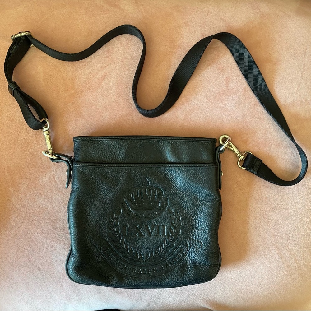 Ralph Lauren Embossed Black Leather Bag